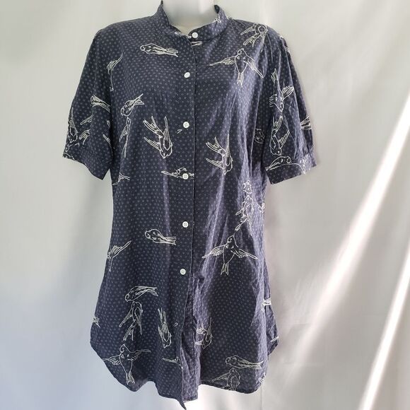 Cake Couture Embroidered Bird Button Down‎ Tunic sz L - Picture 1 of 7